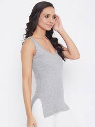 NEVA-MOD QUILT WOMEN THERMAL TOP (MDQ13)-CLOTHING-GREY-80 CM